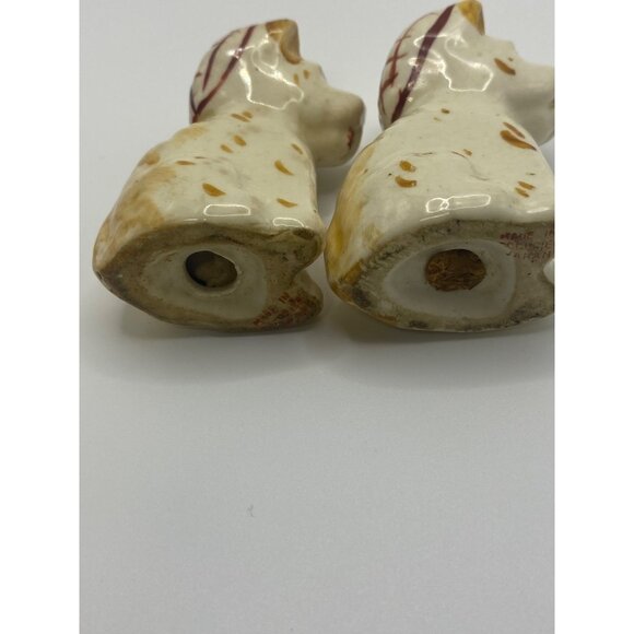 Vintage Ceramic Dog Salt & Pepper Shakers With Plaid Caps occupied Japan - Picture 5 of 13